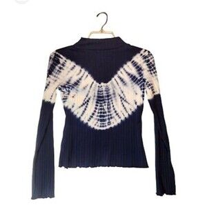NWOT Justice Tie Dye 100% cotton crew neck navy top Size 14
